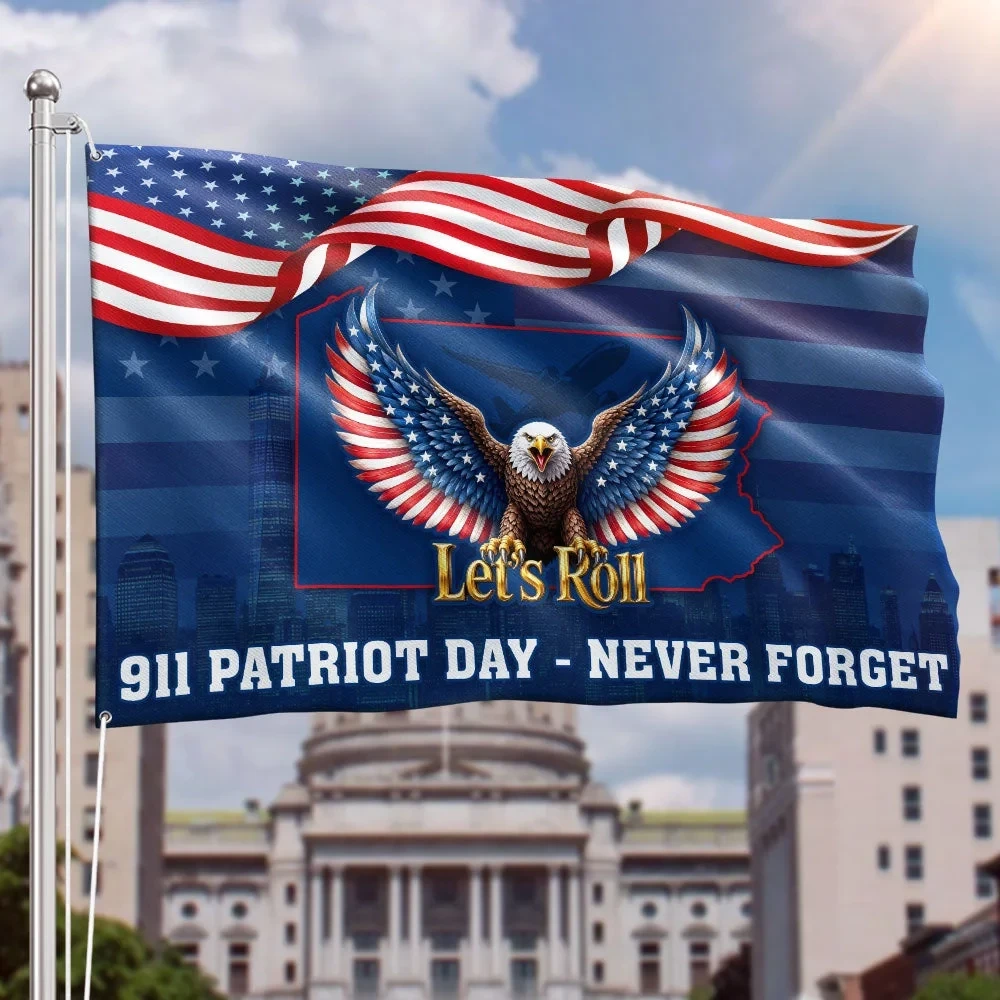 911 Patriot Day Let's Roll Flight 93 Pennsylvania Flag Patriotic House Decorations