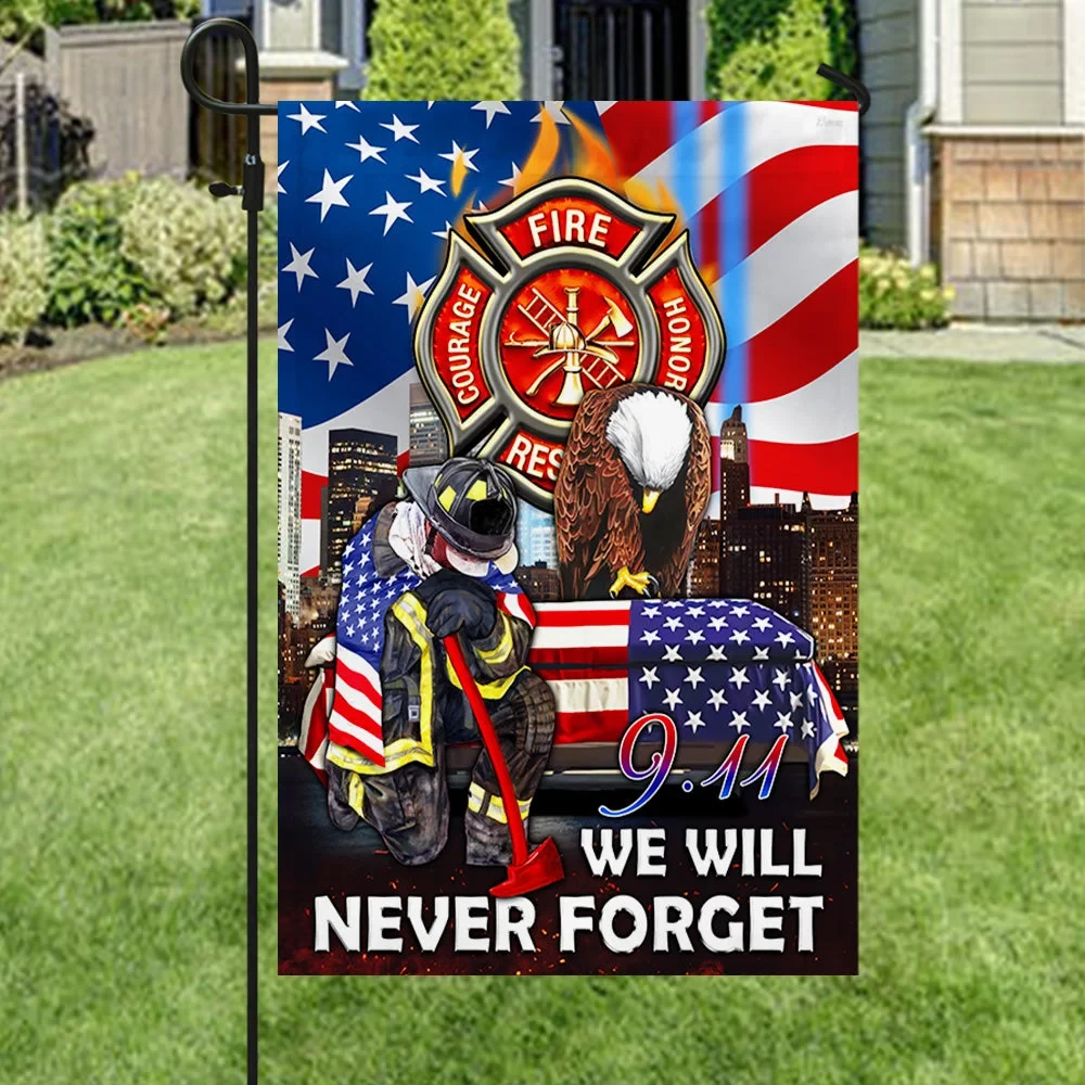 911 We Will Never Forget Firefighter Flag 911 25th Anniversary Flag 911 Gift