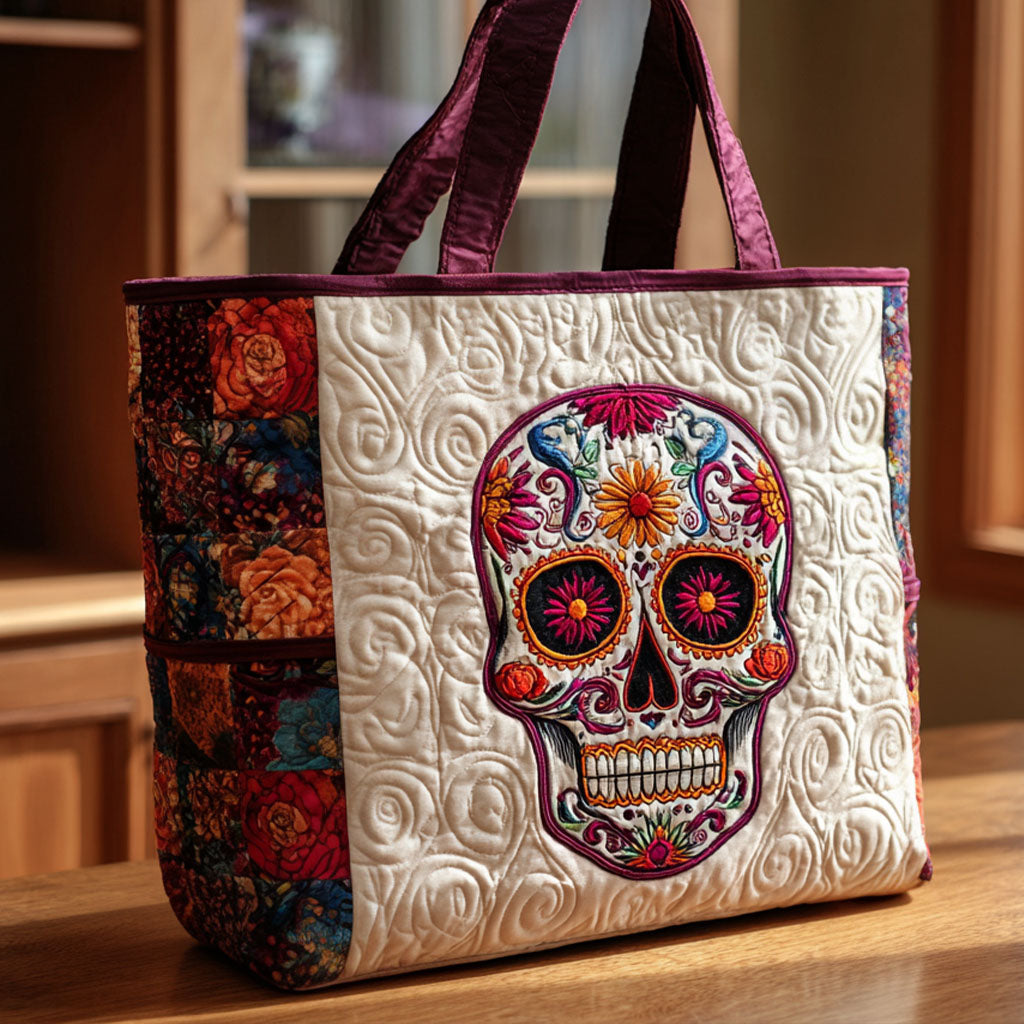 Afterlife Fiesta Quilted Tote Bag Women's Shoulder Handbags Dia De Los Muertos Gift Ideas