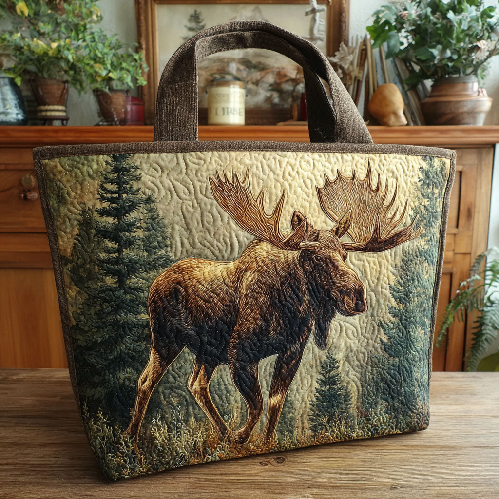Alpine Moose Quilted Tote Bag Best Shoulder Bag For Women Sentimental Gifts For Mom