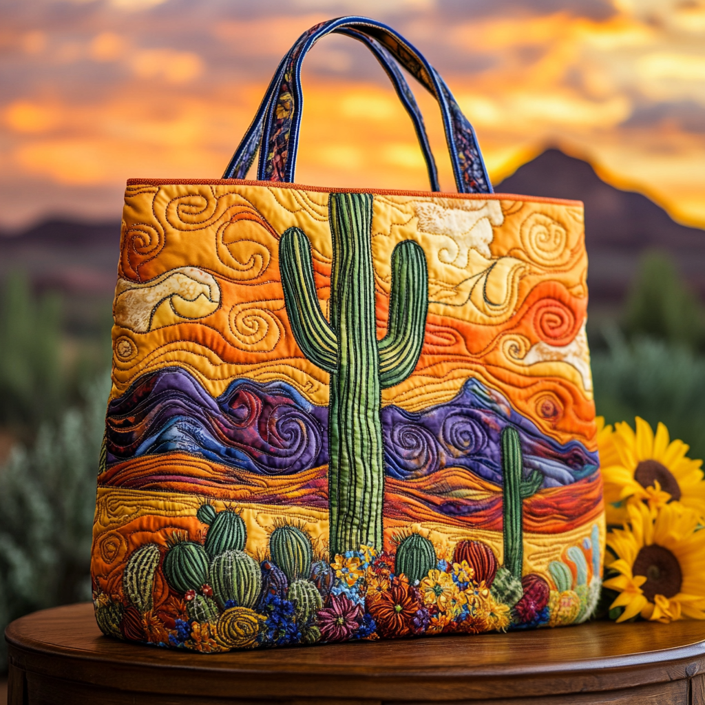 Amber Horizon Quilted Tote Bag Best Luxury Tote Mexican Culture Gifts