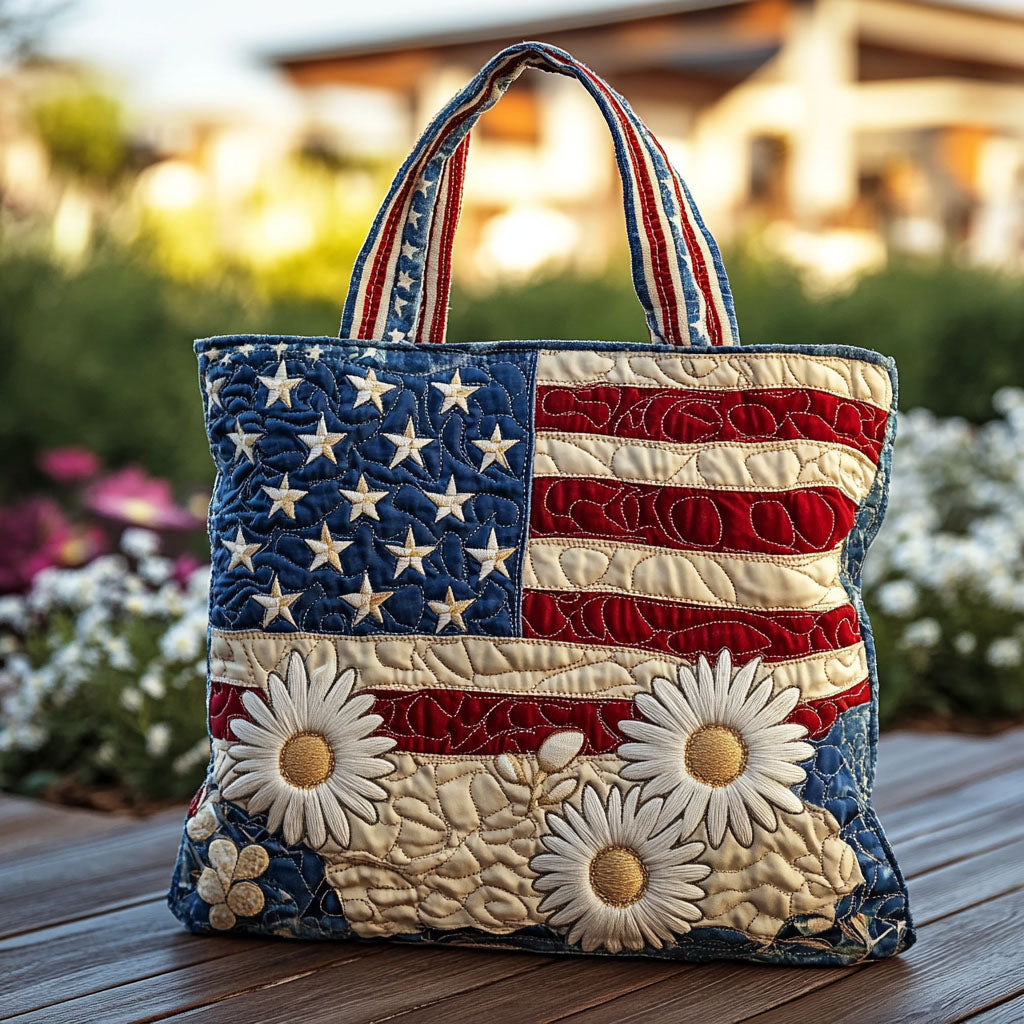 America in Bloom Quilted Tote Bag Great Tote Bags Patriotic Fathers Day Gifts