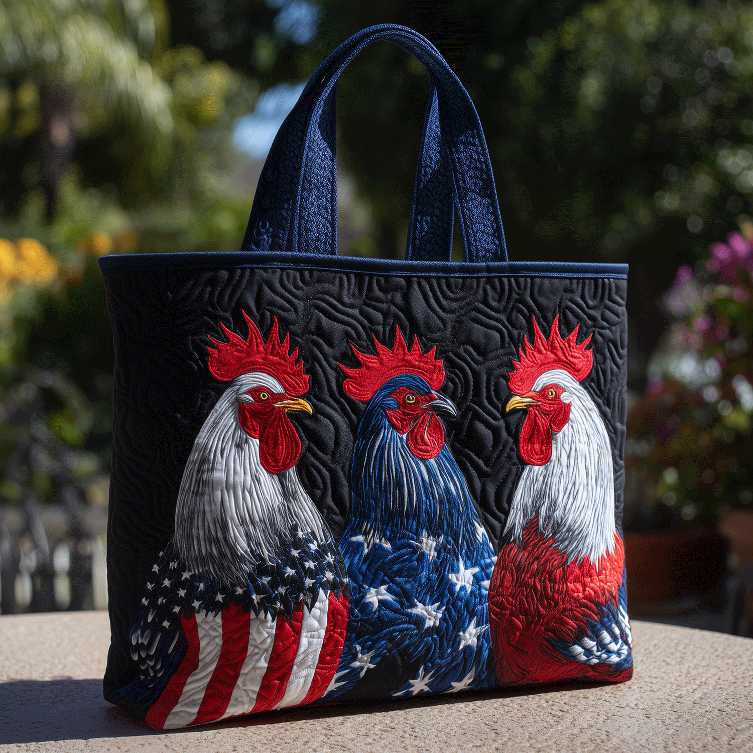 American Heritage Rooster Quilted Tote Bag Shoulder Bag Chicken Related Gifts