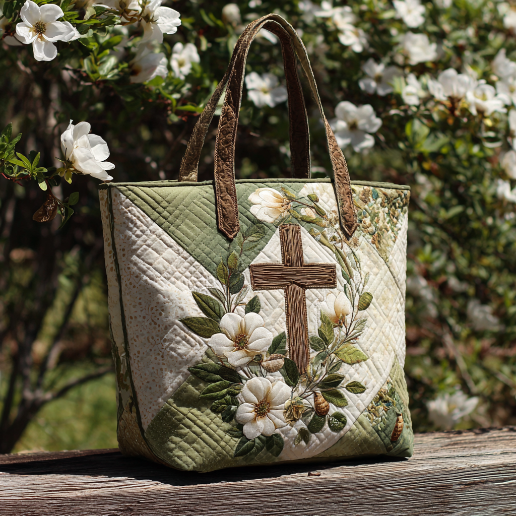 Anointed Pattern Quilted Tote Bag Shoulder Bag Presents For Christian Friends