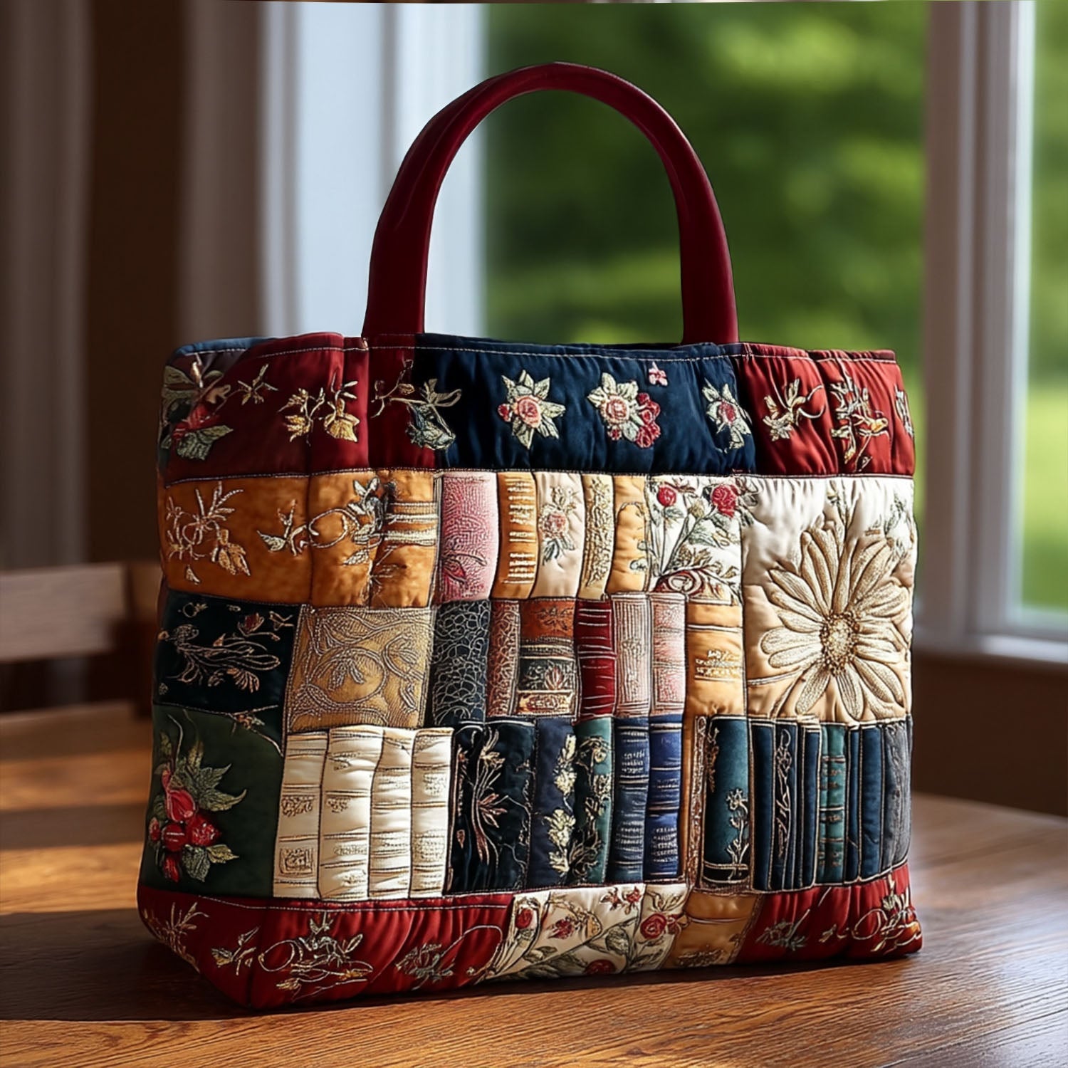 Antique Book Bound Quilted Tote Bag Shoulder Bag Cute Book Presents For Best Friends