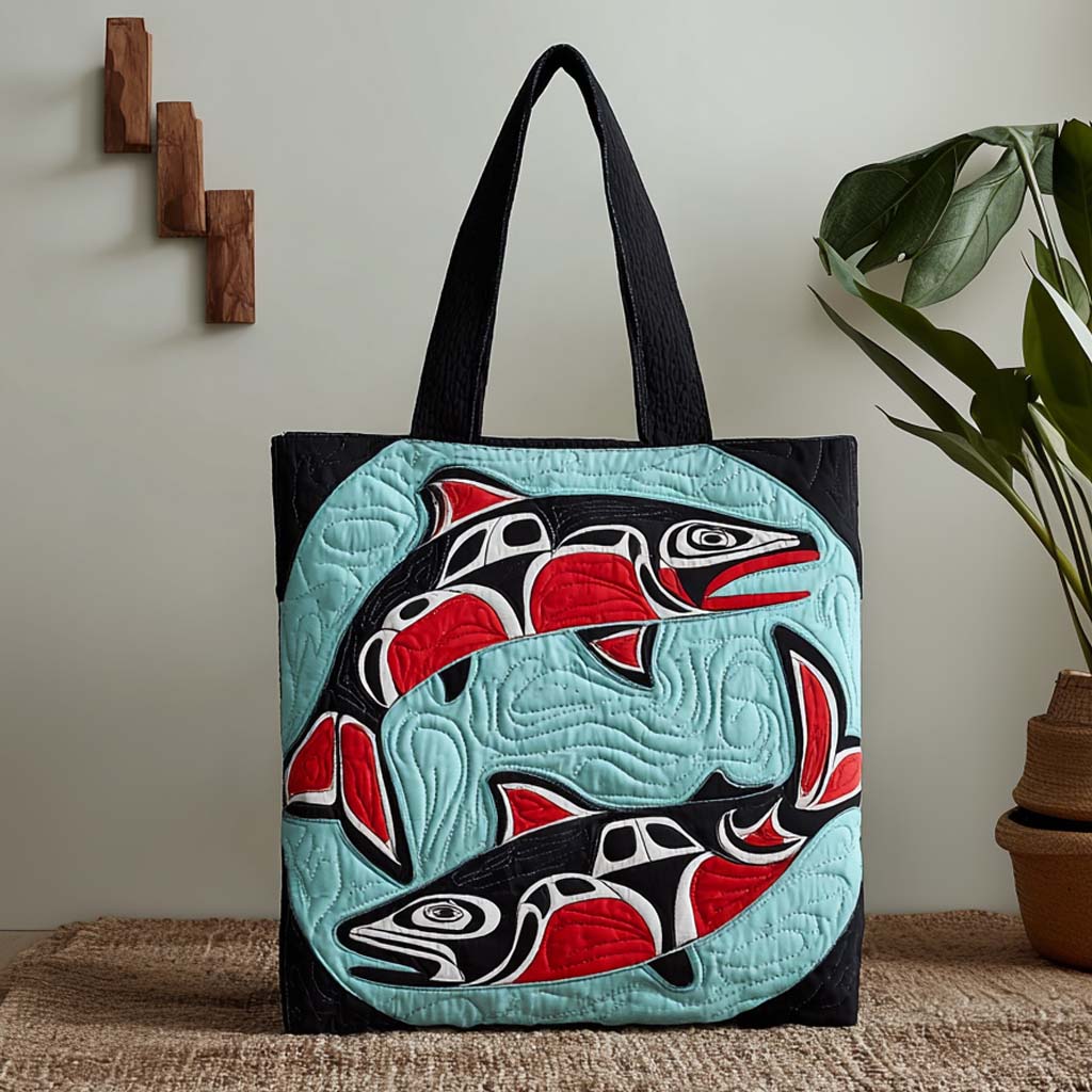 Aqua Flow Quilted Tote Bag Popular Designer Tote Bags Native American Gift Ideas