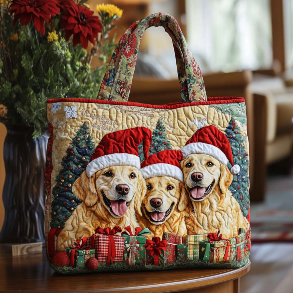 Arctic Buddy Quilted Tote Bag Shoulder Bag Cute Golden Labrador Gifts For Her