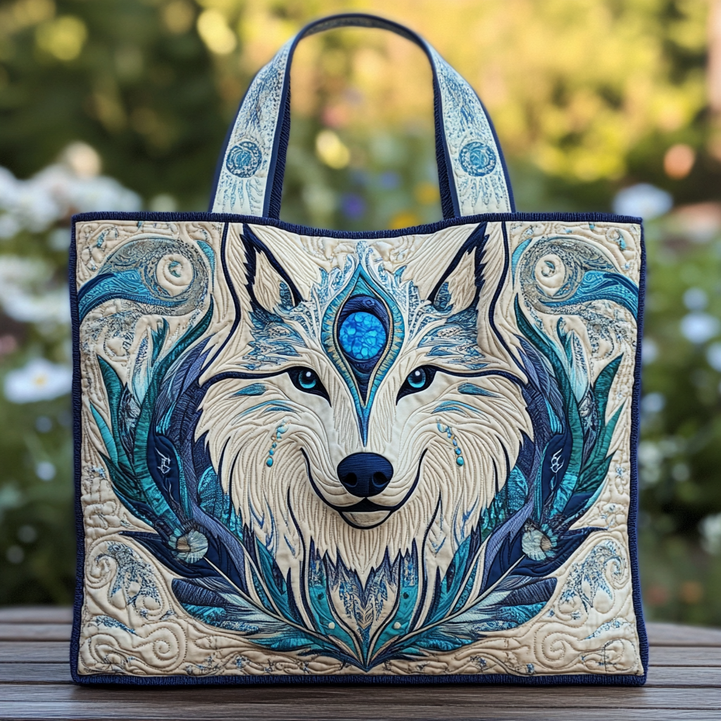 Arctic Wolf Quilted Tote Bag Best Everyday Tote Bag Good Gifts For Mom Birthday