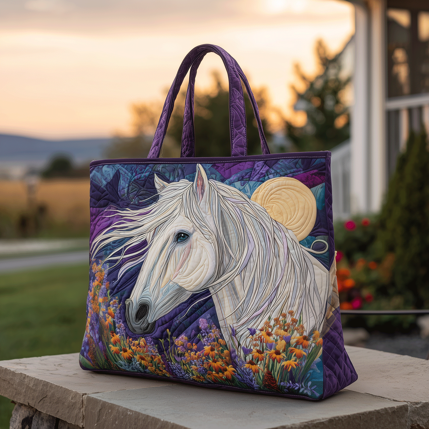 Aurora Horse Quilted Tote Bag Top Design Tote Bag Gifts For People Who Like Horses