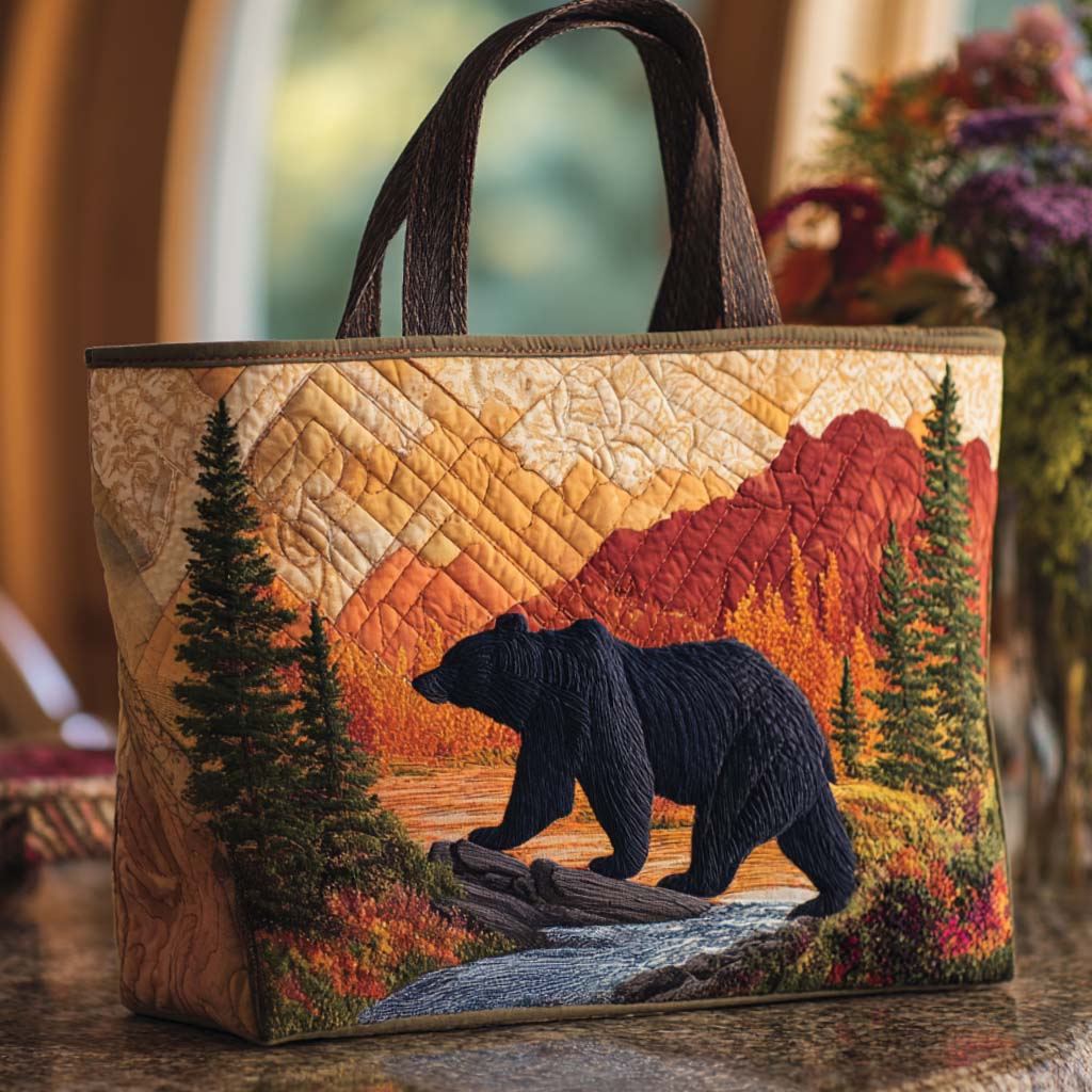 Autumn Bear Trail Quilted Tote Bag Best Handbag For Everyday Use Gifts To Get Your Mother
