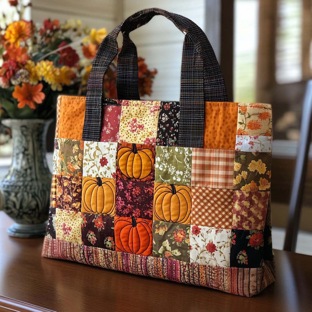 Autumn Bloom Quilted Tote Bag Handbag For Women Autumn Themed Gifts
