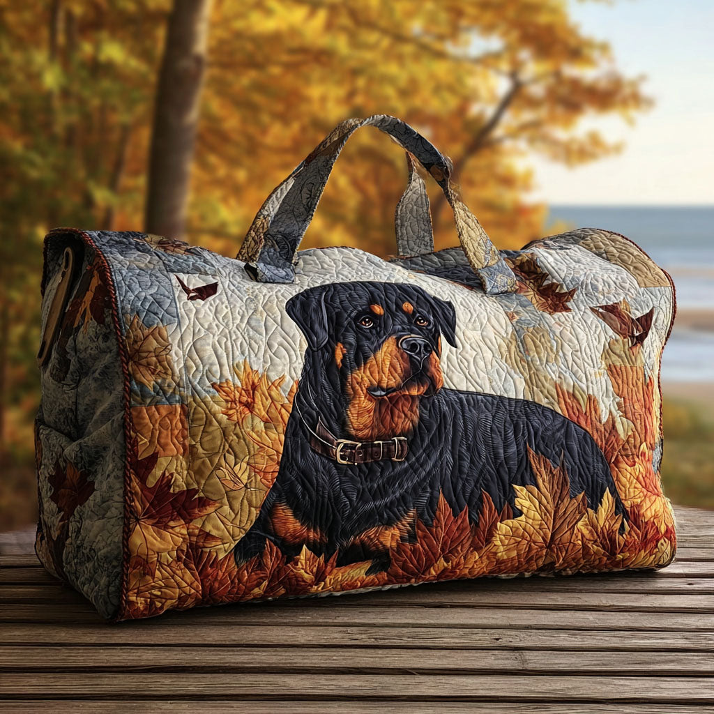 Autumn Breeze Rottweiler Quilted Duffle Bag Womens Duffle Bags Large Gift Ideas For Pet Lovers