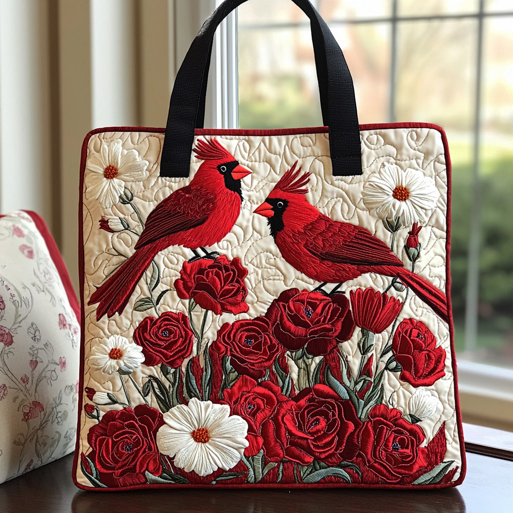 Autumn Cardinal Quilted Tote Bag Women's Shoulder Handbags Gifts For Cardinal Lovers