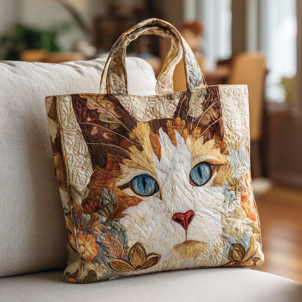 Autumn Cat Eyes Quilted Tote Bag Best Totes For Women Gift Ideas For Cat Owners