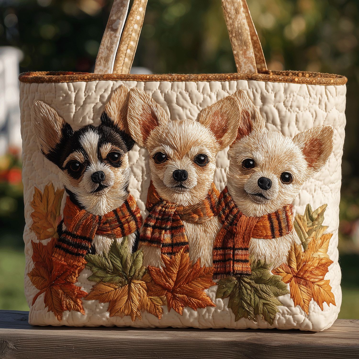 Autumn Chihuahua Quilted Tote Bag Best Everyday Tote Bag Chihuahua Gifts Dog Lovers