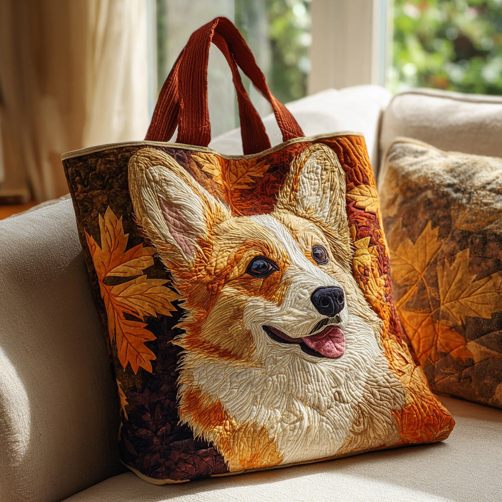 Autumn Corgi Quilted Tote Bag Tote Bags For Women Unique Corgi Gifts