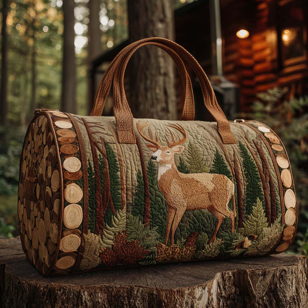 Autumn Deer Quilted Duffle Bag Big Gym Bag Best Birthday Gift For Girlfriend