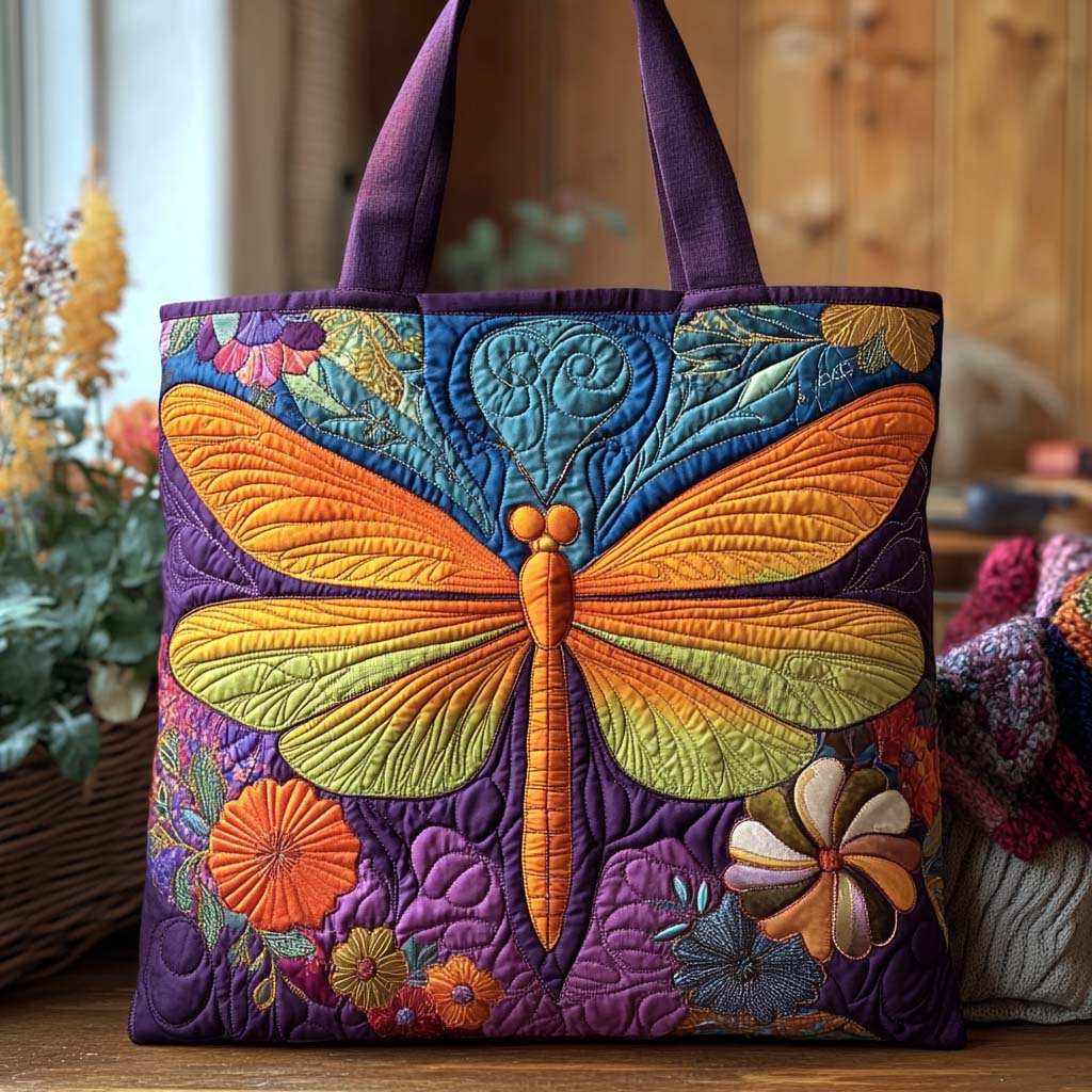 Autumn Flight Quilted Tote Bag Best Handbag For Everyday Use Dragonfly Gifts For Mom