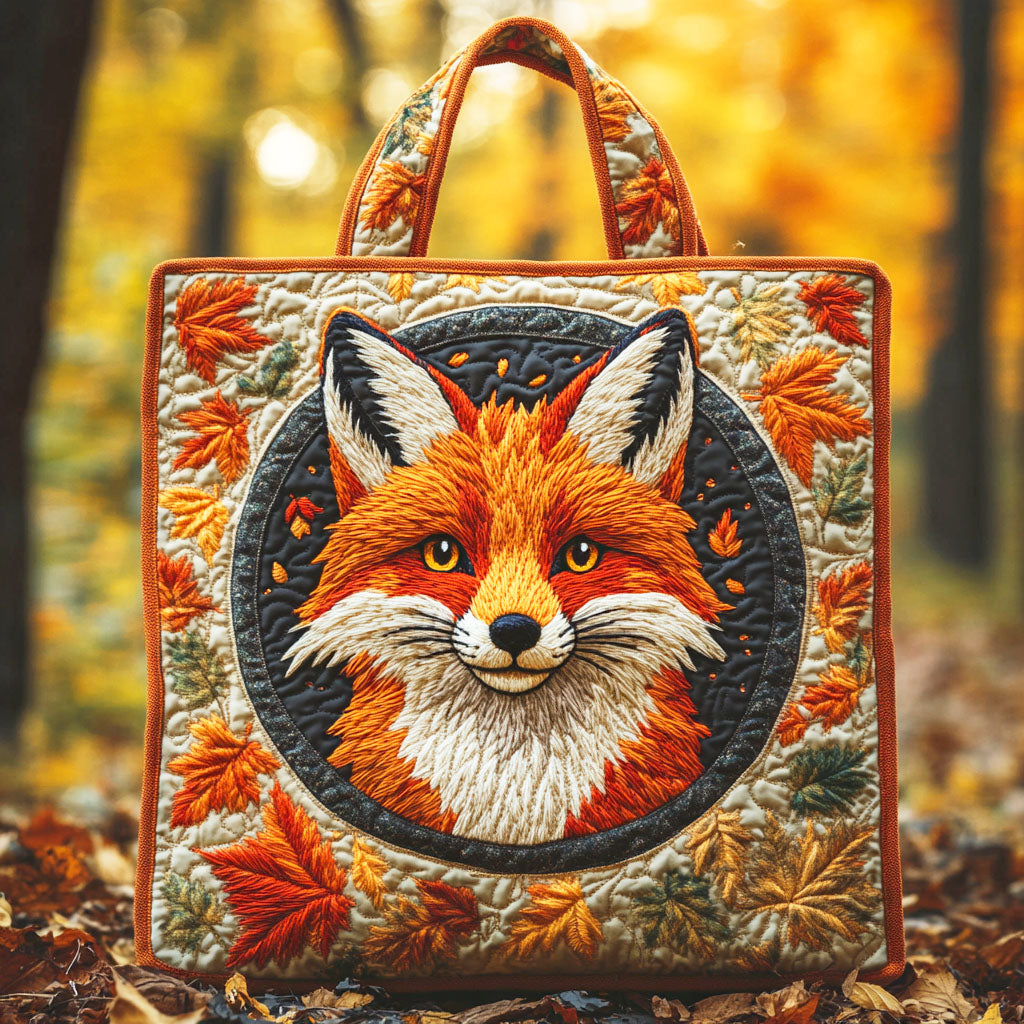 Autumn Fox Quilted Tote Bag Travel Shoulder Bag Fox Theme Gifts