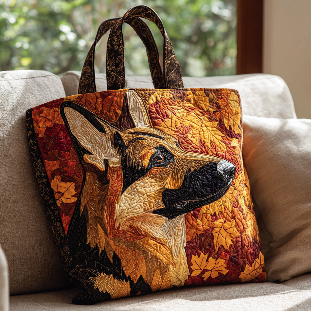 Autumn German Shepherd Quilted Tote Bag Top Design Tote Bag German Shepherd Owner Gifts