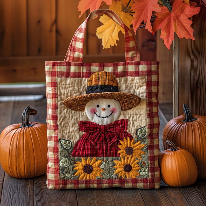 Autumn Grin Quilted Tote Bag Best Everyday Shoulder Bag Fall Gift Items