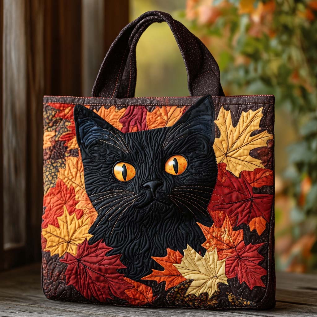 Autumn Noir Cat Quilted Tote Bag Best Tote Bag Mother's Day Gifts For Friends