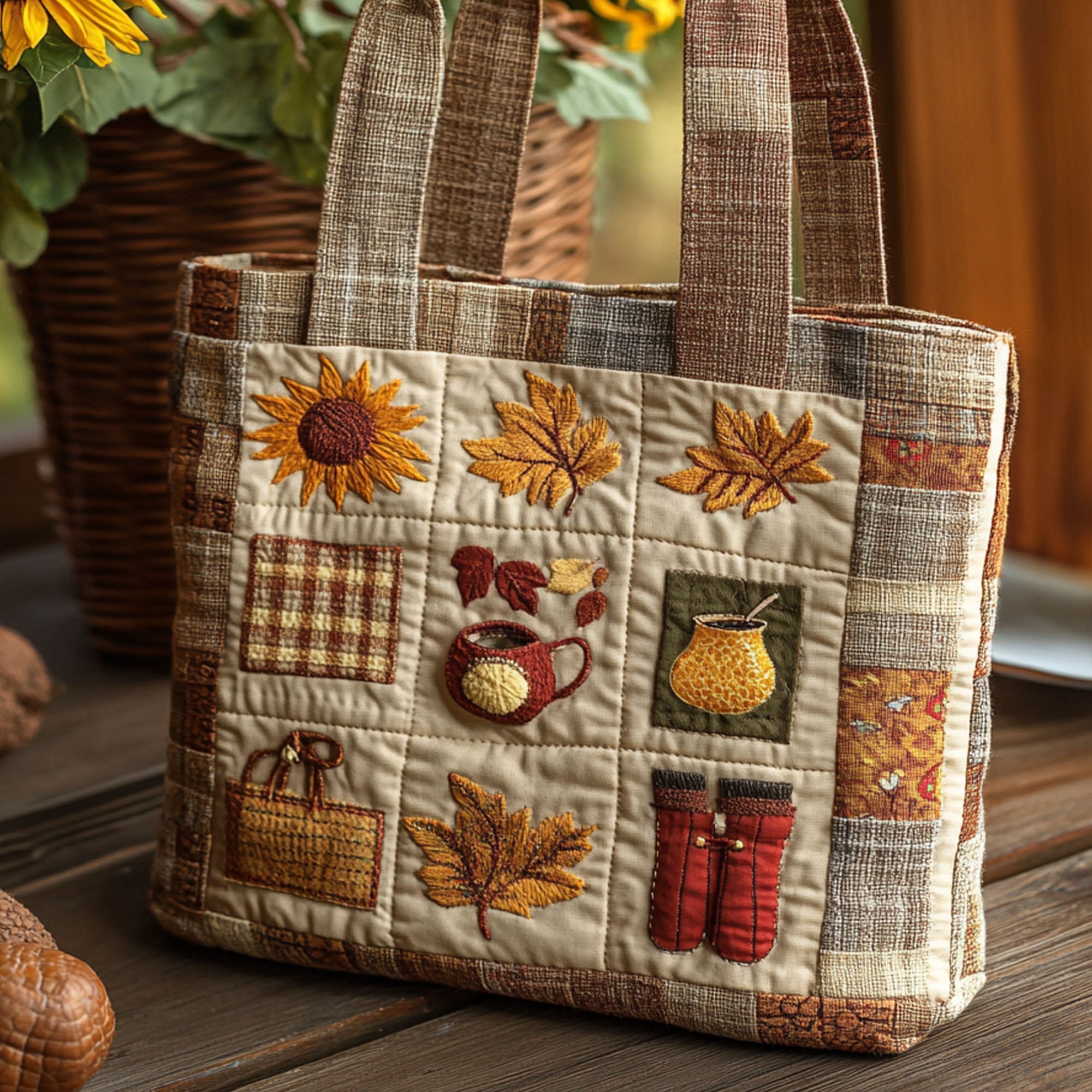 Autumn Pathways Quilted Tote Bag Best Shoulder Bags Autumn Presents