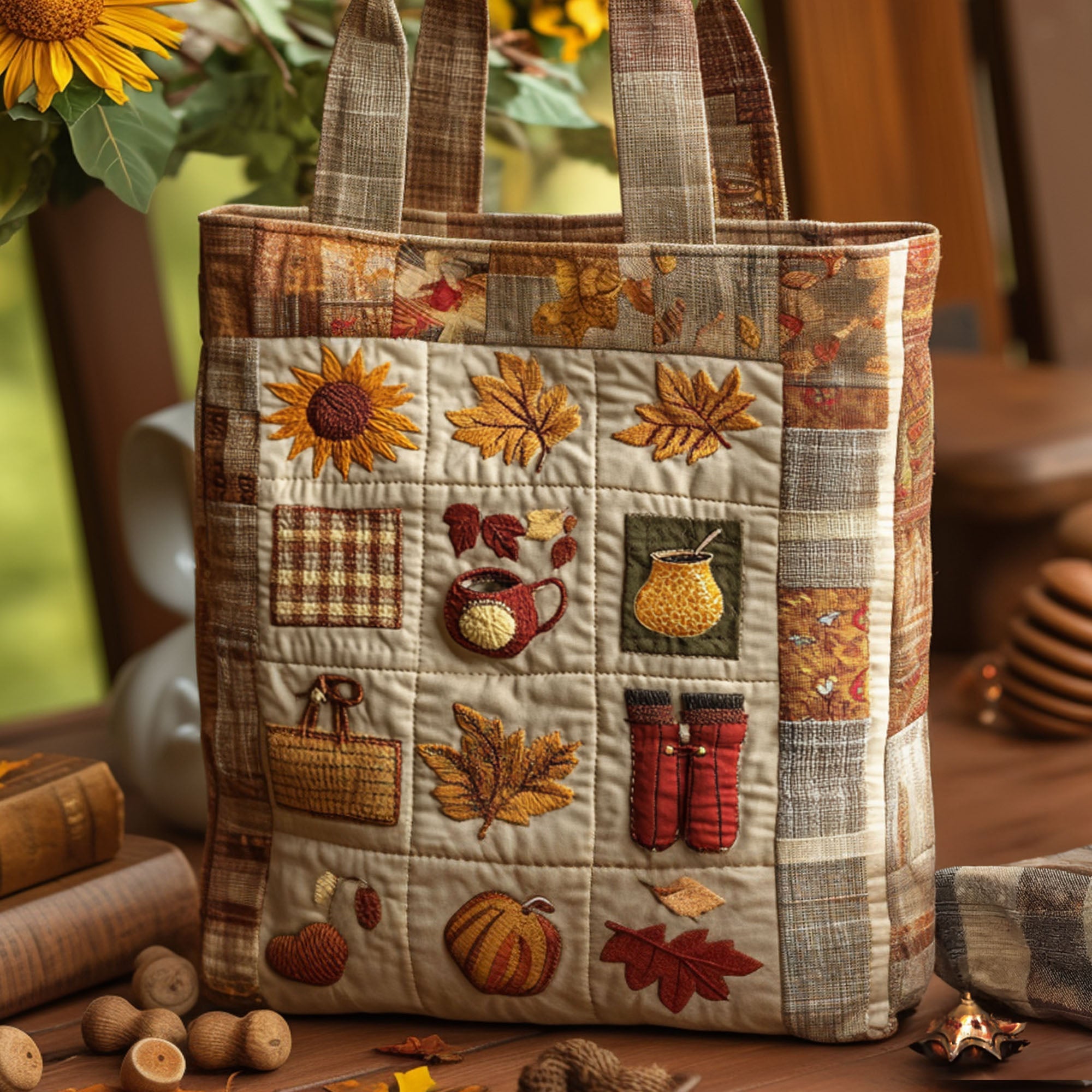 Autumn Pathways Quilted Tote Bag Best Shoulder Bags Autumn Presents - Image 3