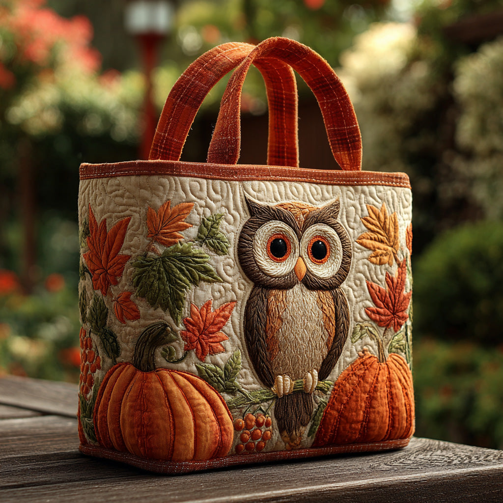 Autumn Perch Quilted Tote Bag Best Tote Bags For Women Best Gifts For Owl Lovers