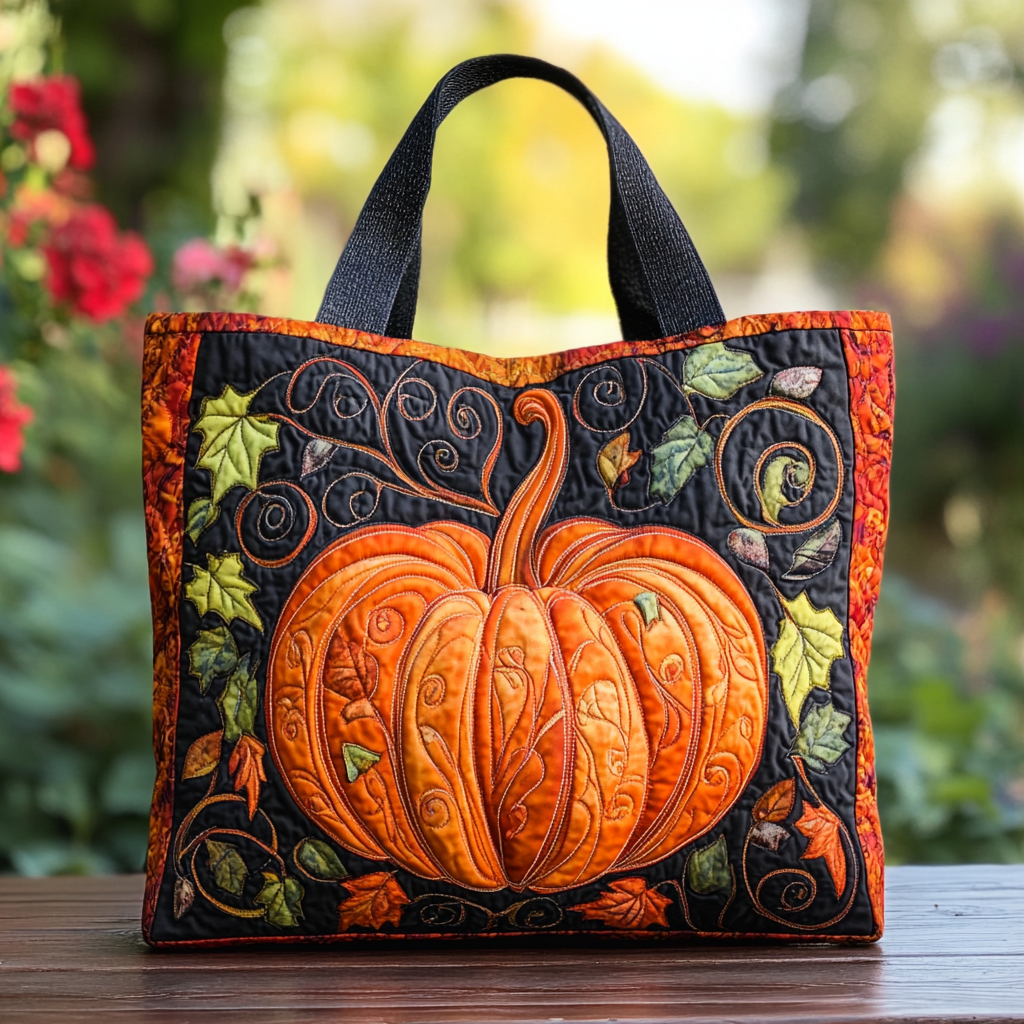 Autumn Pumpkin Quilted Tote Bag The Best Shoulder Bags Cute Fall Gifts
