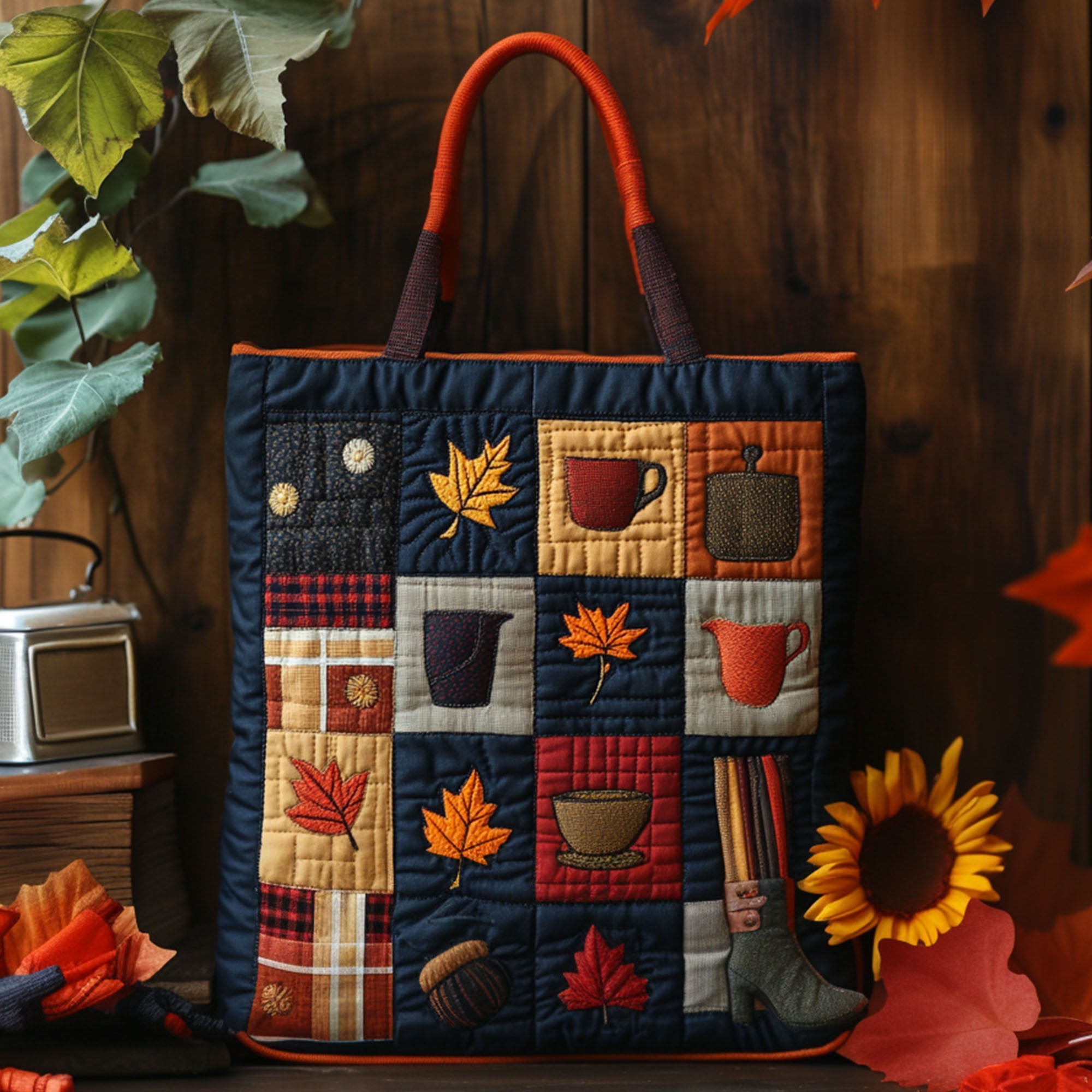 Autumn Reflections Quilted Tote Bag Best Shoulder Bag For Women Unique Fall Gifts - Image 3