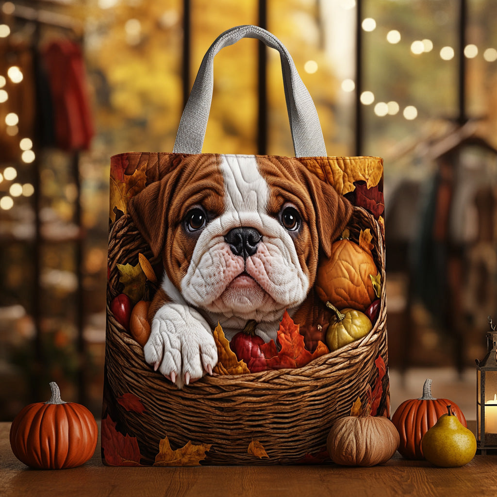 Autumn Snorts Quilted Tote Bag Ladies Shoulder Bags Bulldog Owner Gifts