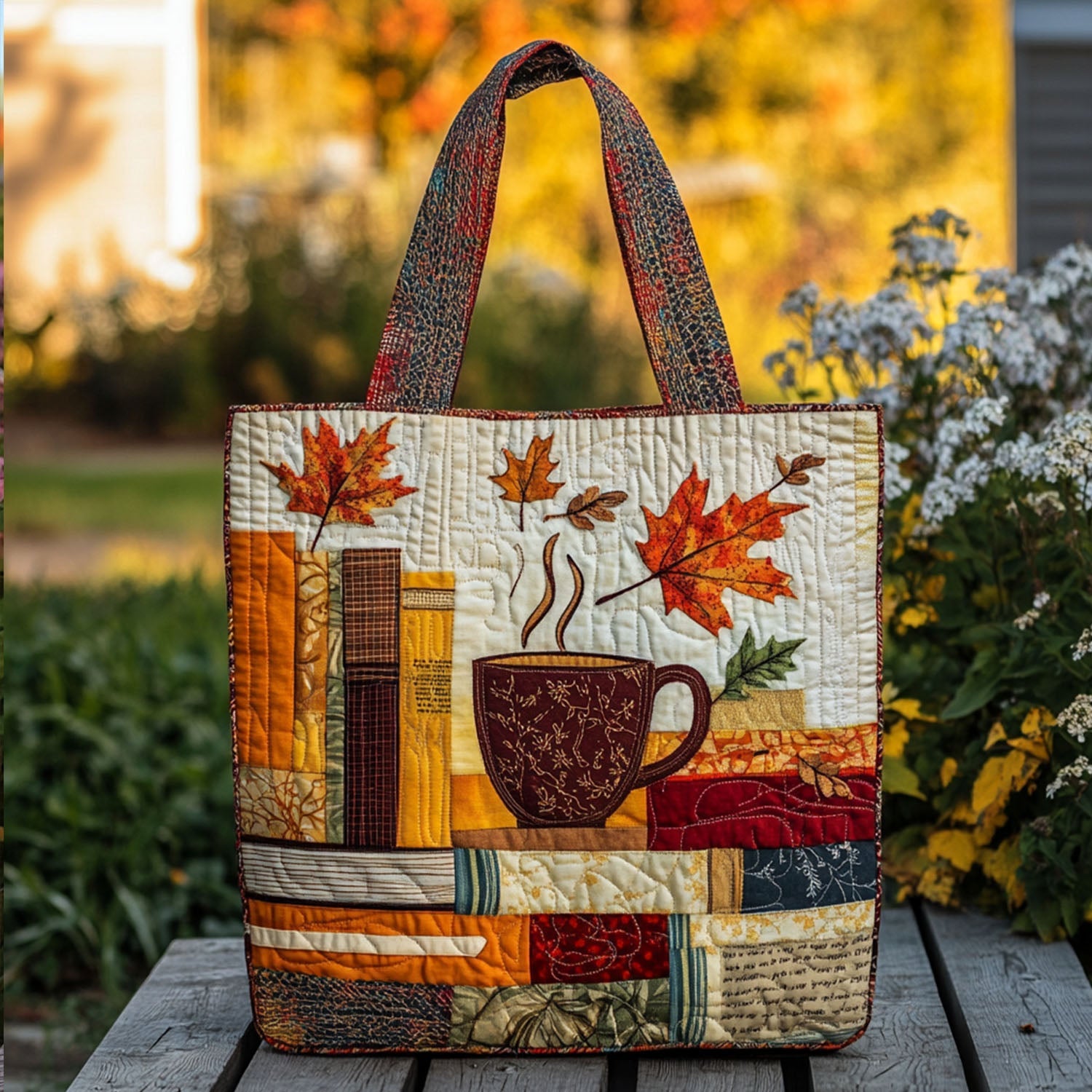 Autumn Stories Quilted Tote Bag Popular Designer Totes Book Lovers Gifts Mother's Day