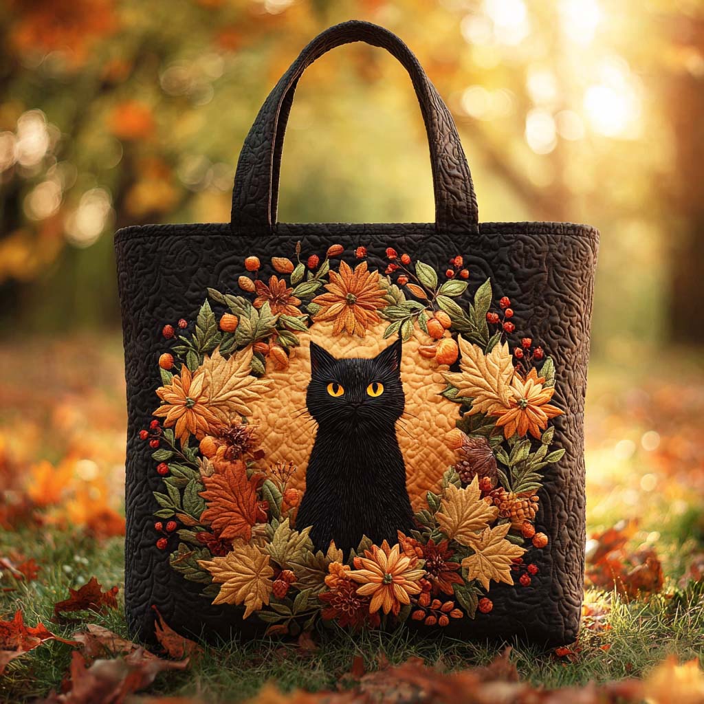 Autumn Whiskers Quilted Tote Bag Shoulder Bags For Women Cozy Fall Gift Ideas