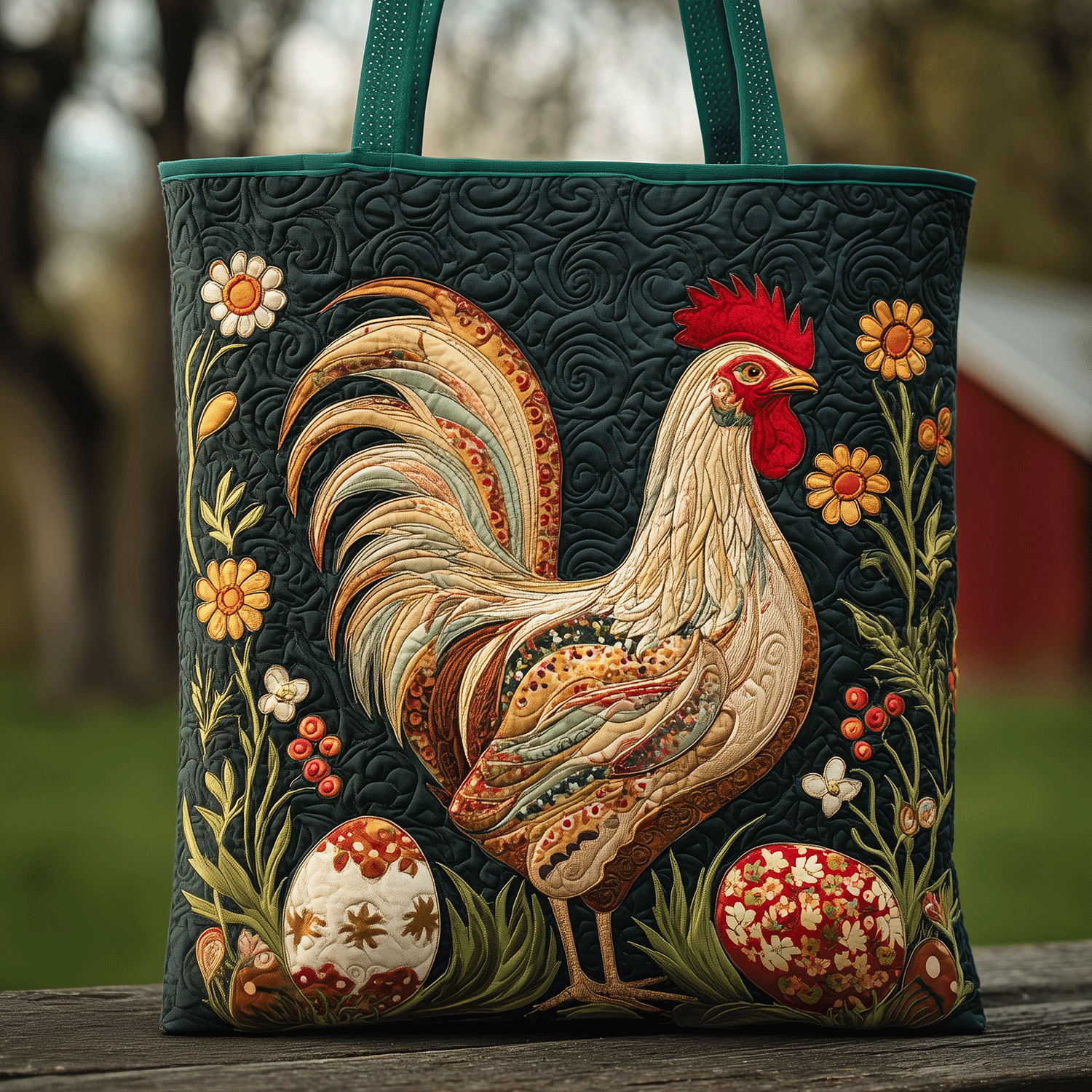 Barnyard Blossom Quilted Tote Bag Tote Bags For Women Chicken Themed Gifts