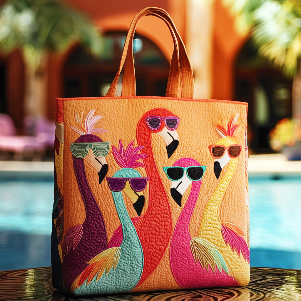 Beach Birds Quilted Tote Bag Shoulder Bag Sale Pink Flamingo Gifts For Mom
