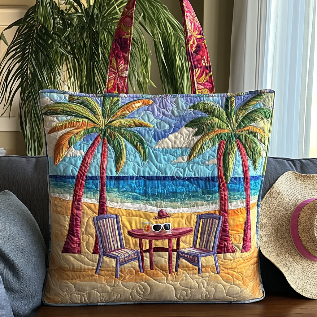 Beach Break Quilted Tote Bag Shoulder Bag Cute Best Gifts For Ocean Lovers