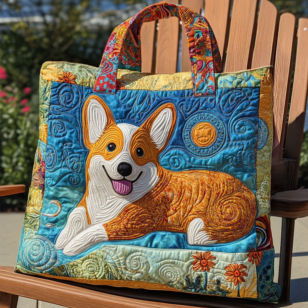 Beach Bum Corgi Quilted Tote Bag Popular Womens Tote Bags Unique Gifts For Ocean Lovers