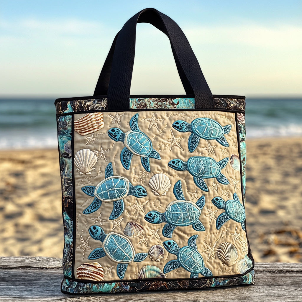 Beach Wanderer Quilted Tote Bag Womens Tote Bag Sea Turtle Gifts For Mom