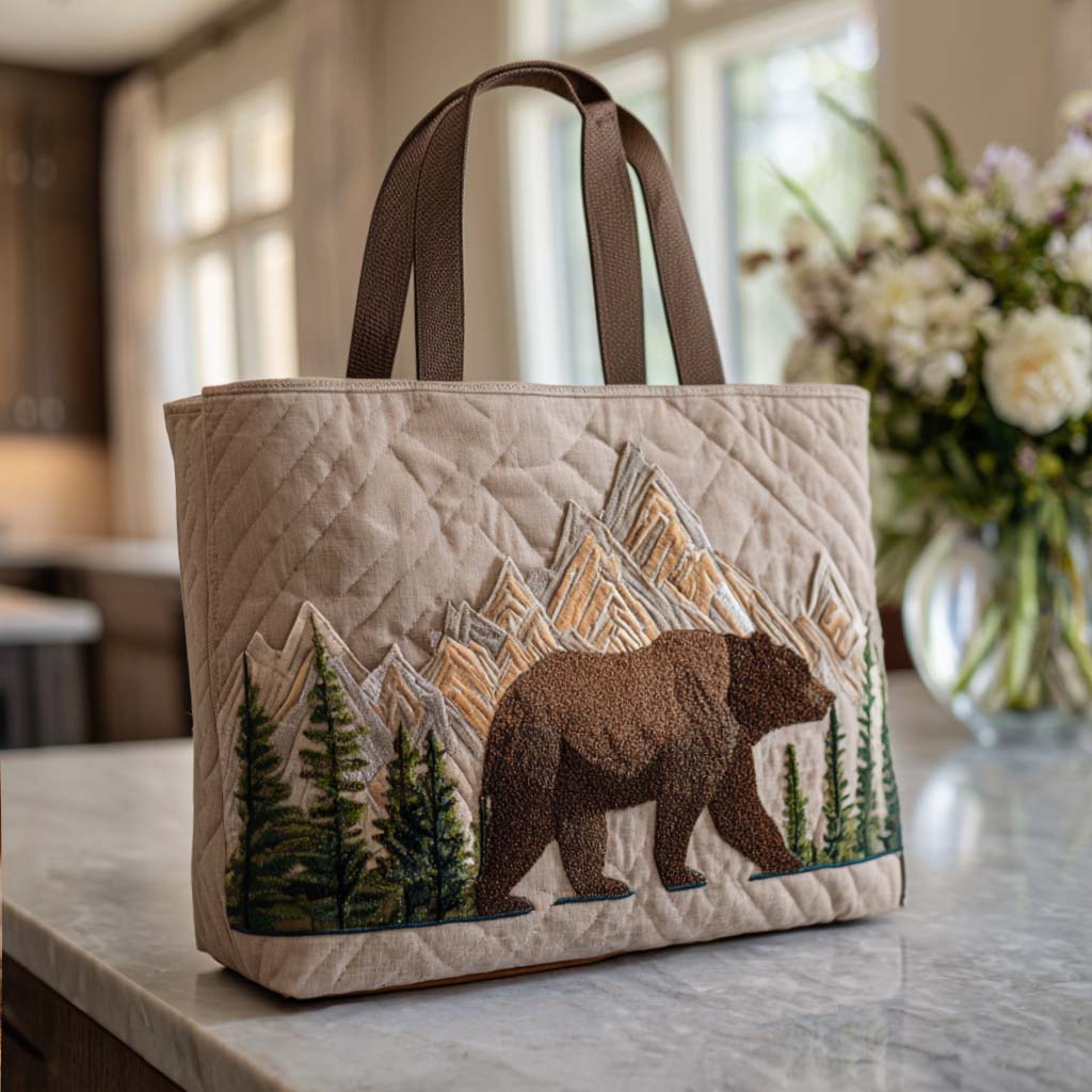 Bear Adventure Days Quilted Tote Bag Best Everyday Tote Bag Nice Birthday Gifts For Mom
