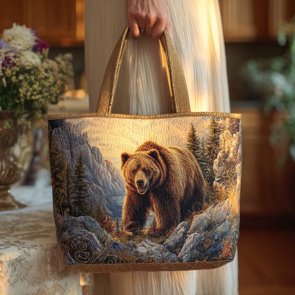 Bear Forest Charm Quilted Tote Bag Trendy Tote Gifts For Mother And Daughter