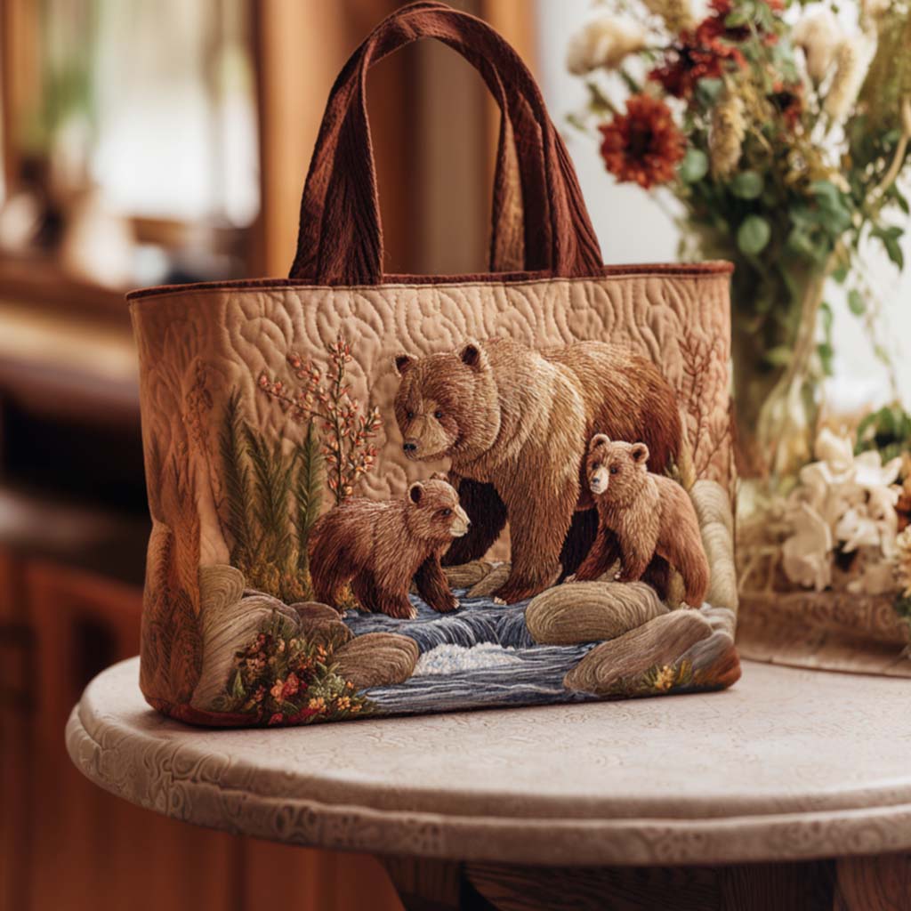 Bear Path Walk Quilted Tote Bag Best Quality Tote Bags Cool Gift Ideas For Mom