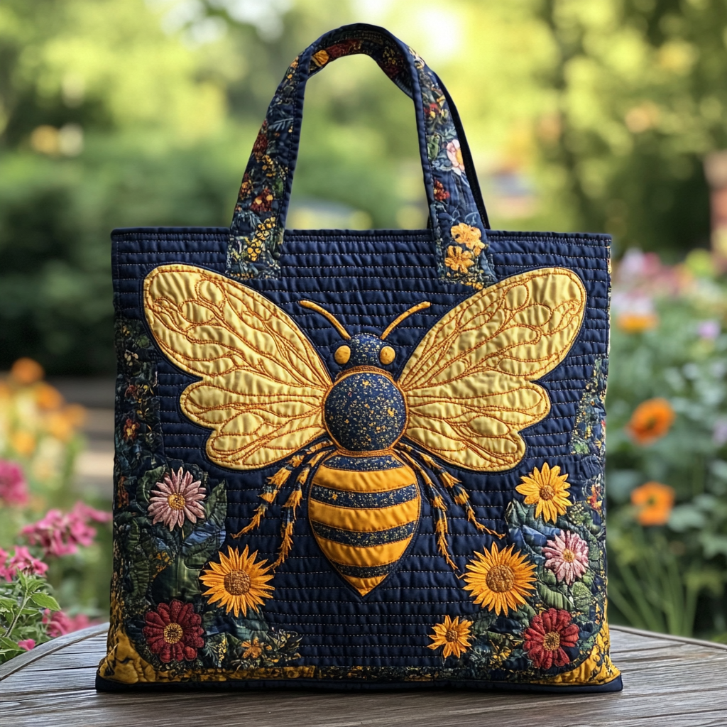 Bee Bloom Quilted Tote Bag Cute Tote Bags Best Bee Gifts