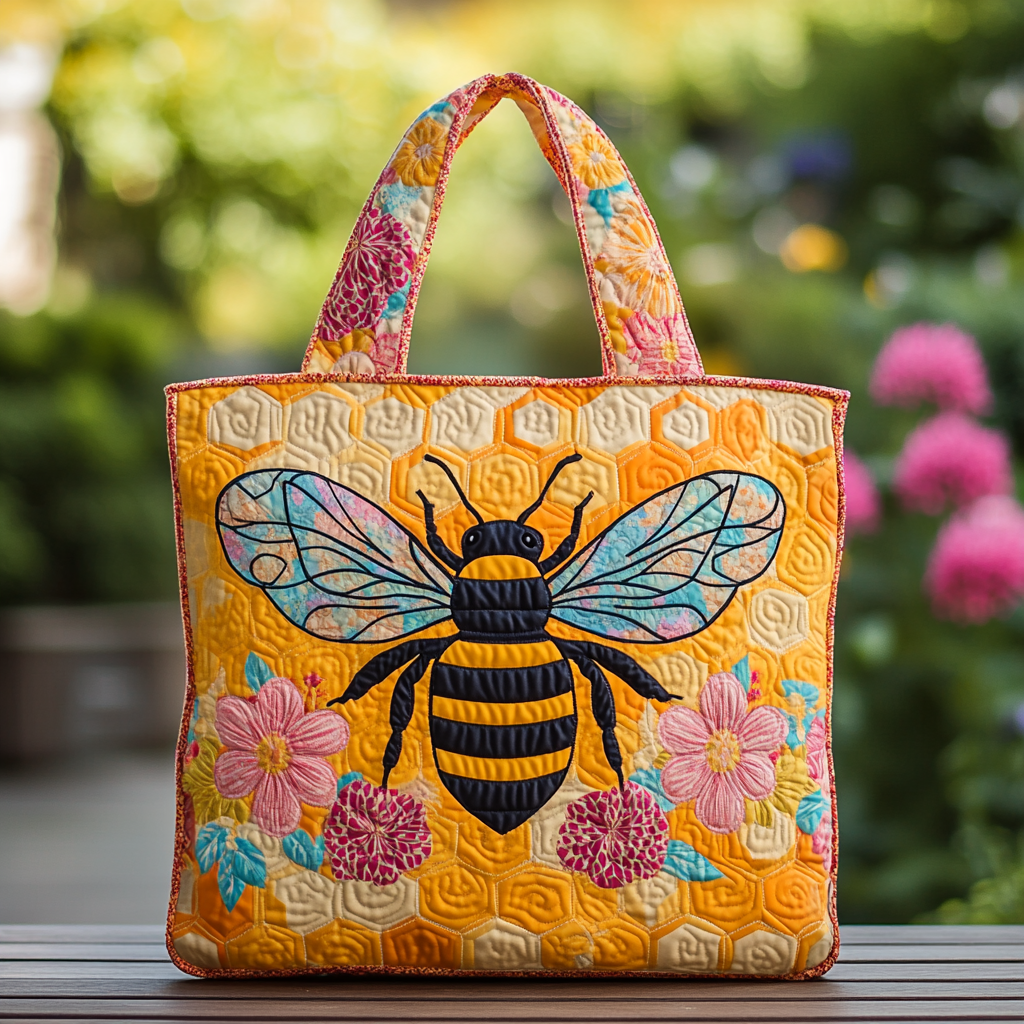Bee Buzz Quilted Tote Bag The Best Shoulder Bags Bee Gifts For Ladies