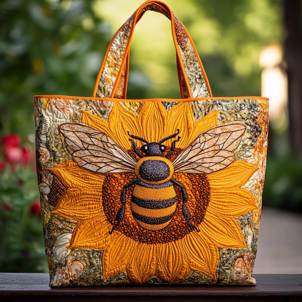 Bee Garden Quilted Tote Bag Cute Tote Bags Unique Bee Gifts