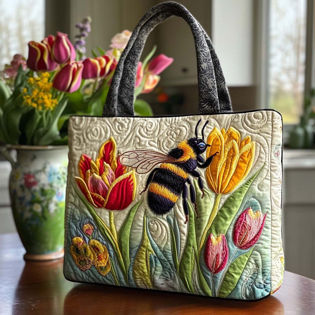 Bee Garden Quilted Tote Bag Tote Bags For Women Bee Inspired Gifts