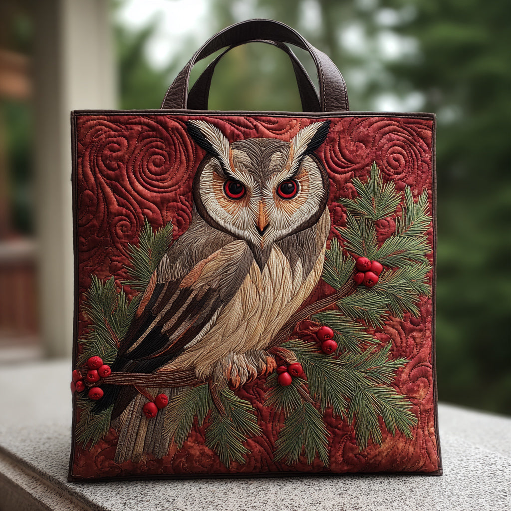 Berry Branch Owl Quilted Tote Bag Womens Handbag Gifts With Owls On Them