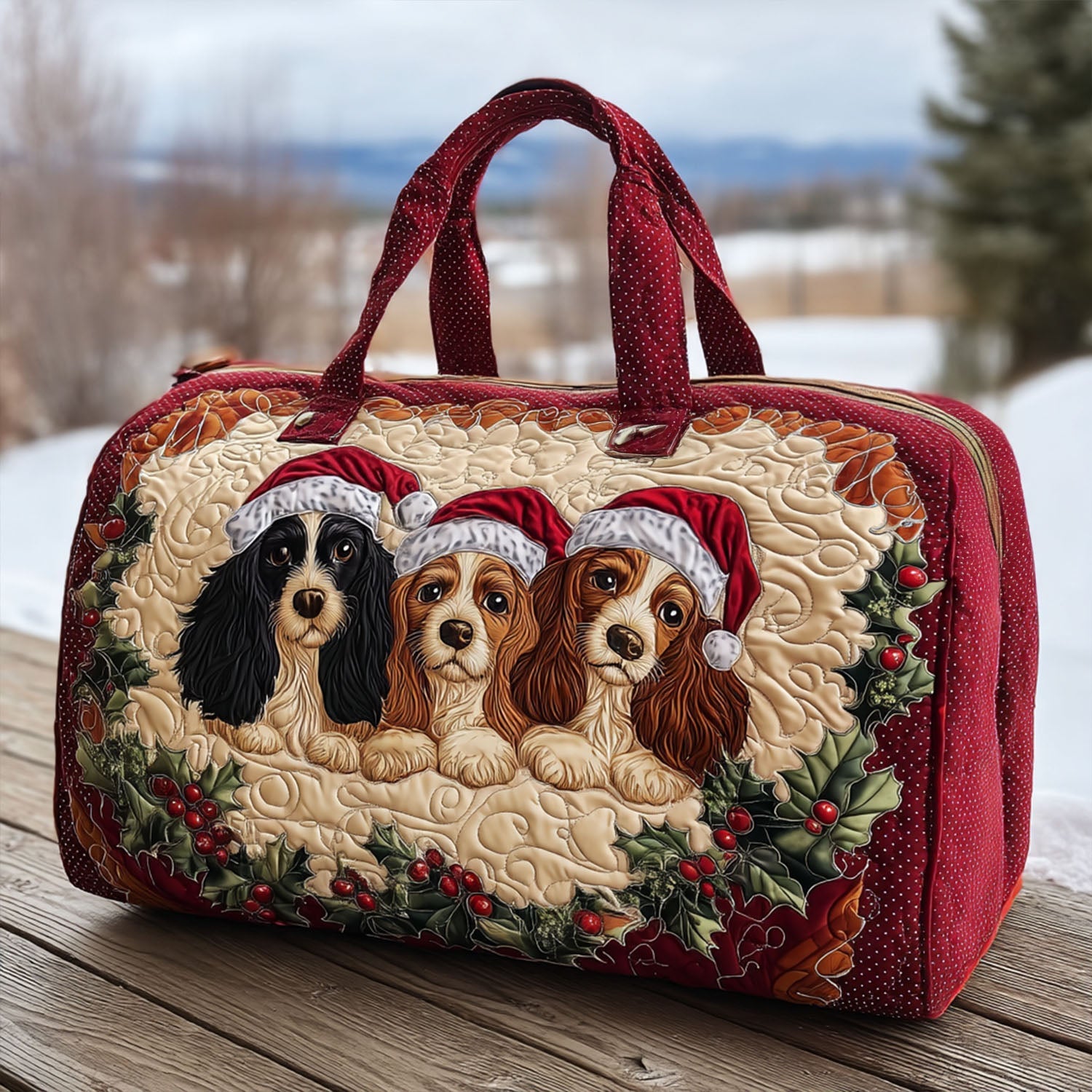 Best Friend Spaniel Quilted Duffle Bag Large Duffel Bag For Women Presents For Dog Lovers