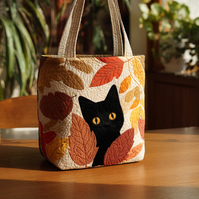 Black Purrfection Quilted Tote Bag Cute Shoulder Bags Cat Gift Amazing