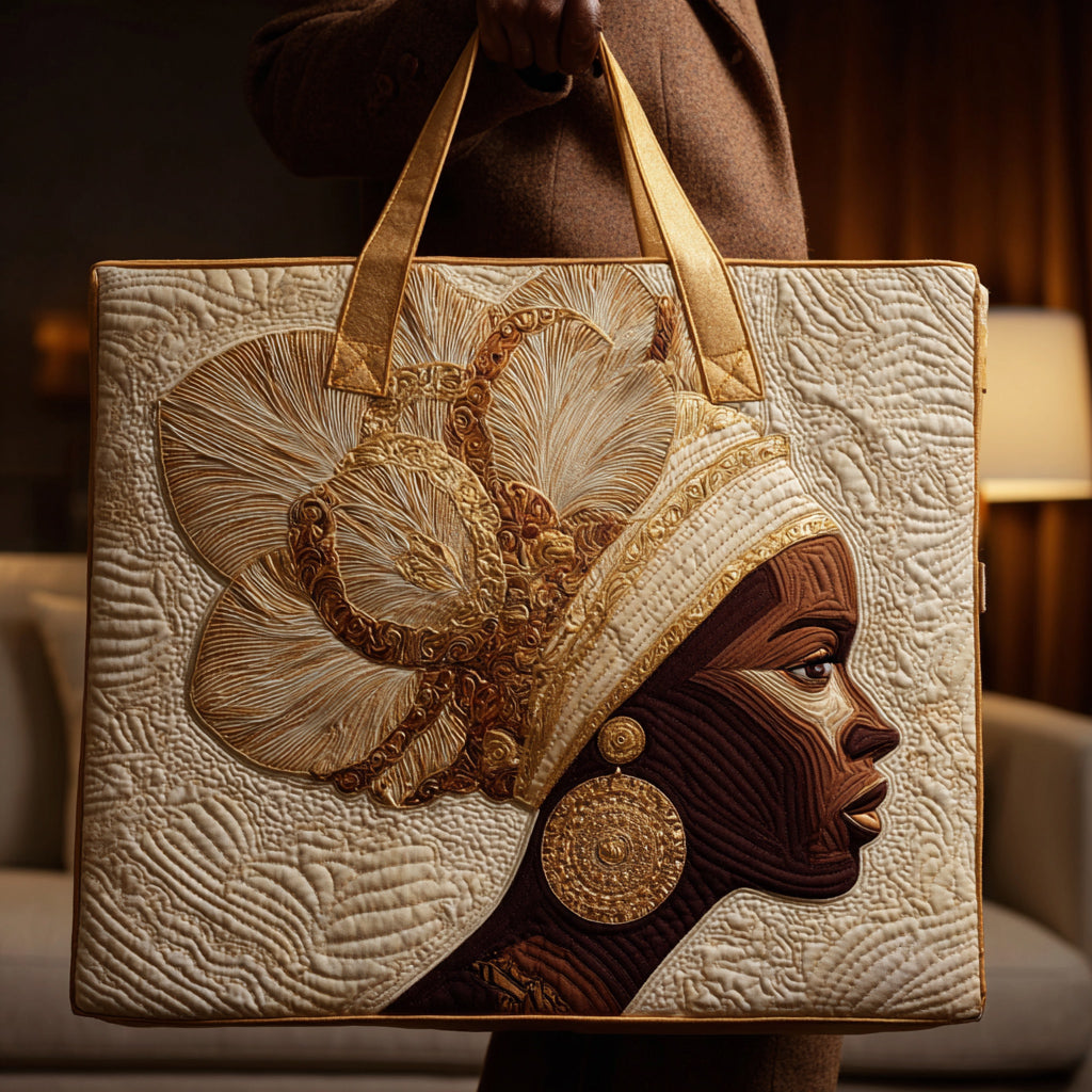 Black Woman Crown Quilted Tote Bag Best Mom Tote Bag African American Gifts For Her